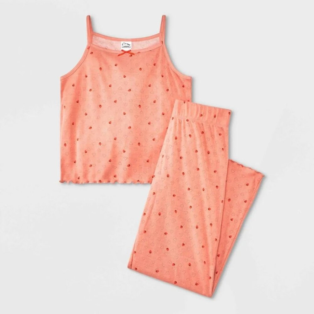 NEW Art Class Girls' Pointelle Tank & Pant Pajama Set - Pink - Size XL
